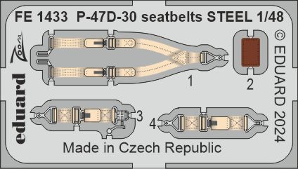 1/48 P-47D-30 seatbelts STEEL (MINA)