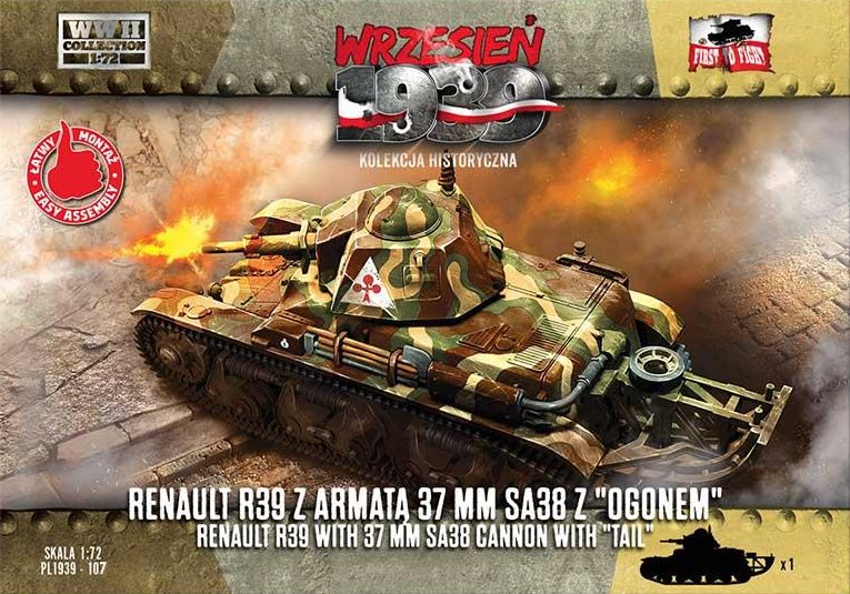 1/72 Renault R39 with SA38 cannon with 'tail'
