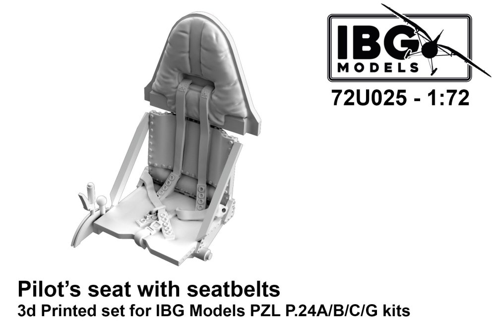 1/72 Pilots Seat w/ belts P.24A/B/C/G (3D-Printed)