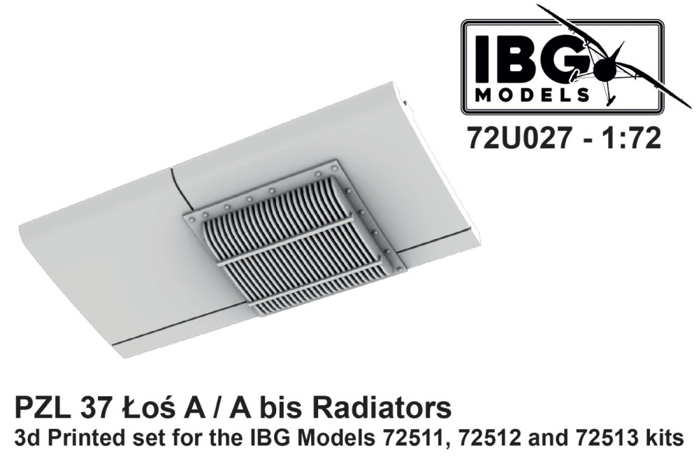 1/72 Radiators for PZL 37 Los A/A bis (3D-Printed)