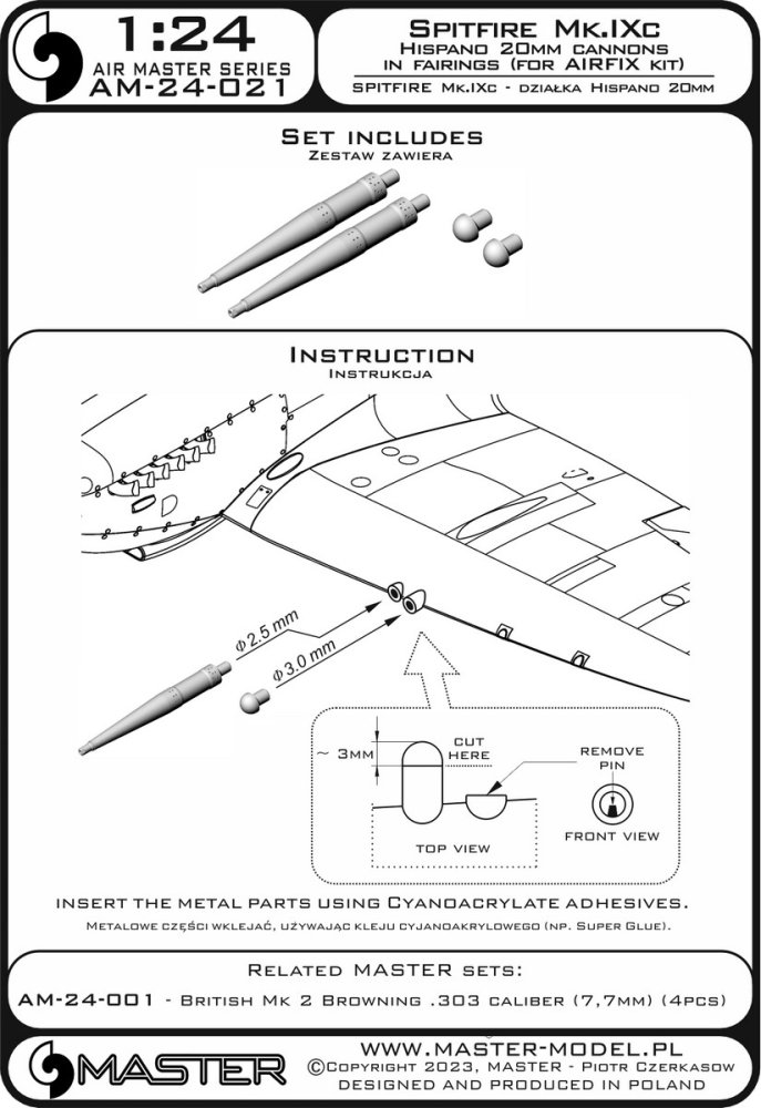 1/24 Spitfire Mk.IXc Hispano 20mm cannons (AIRF)