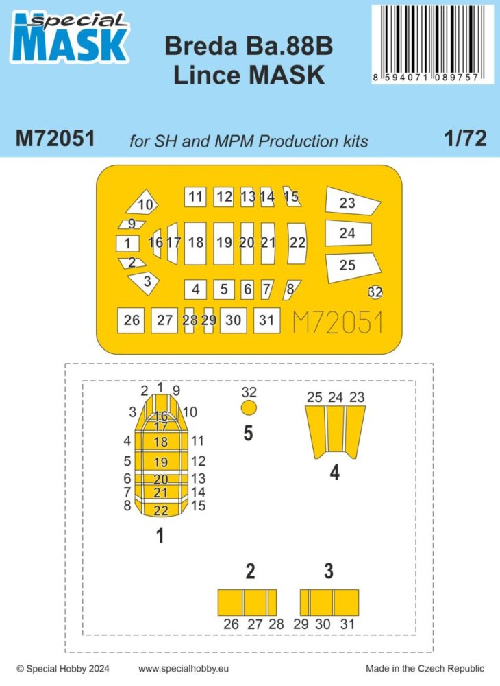 1/72 Mask for Breda Ba.88B Lince (SP.HOBBY)