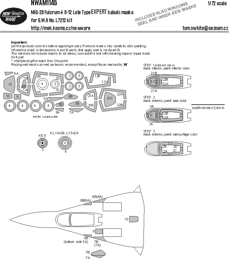 1/72 Mask MiG-29 Fulcrum-A 9-12 late EXPERT (GWH)