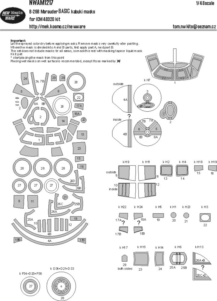 1/48 Mask B-26B Marauder BASIC (ICM 48320)