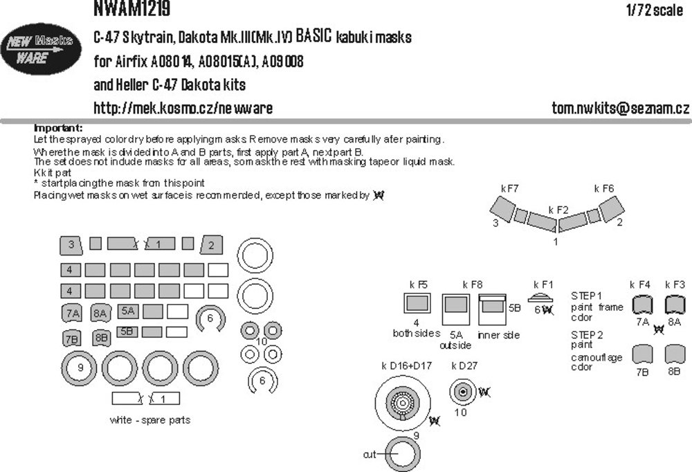 1/72 Mask C-47 Skytrain, Dakota Mk.III/IV BASIC