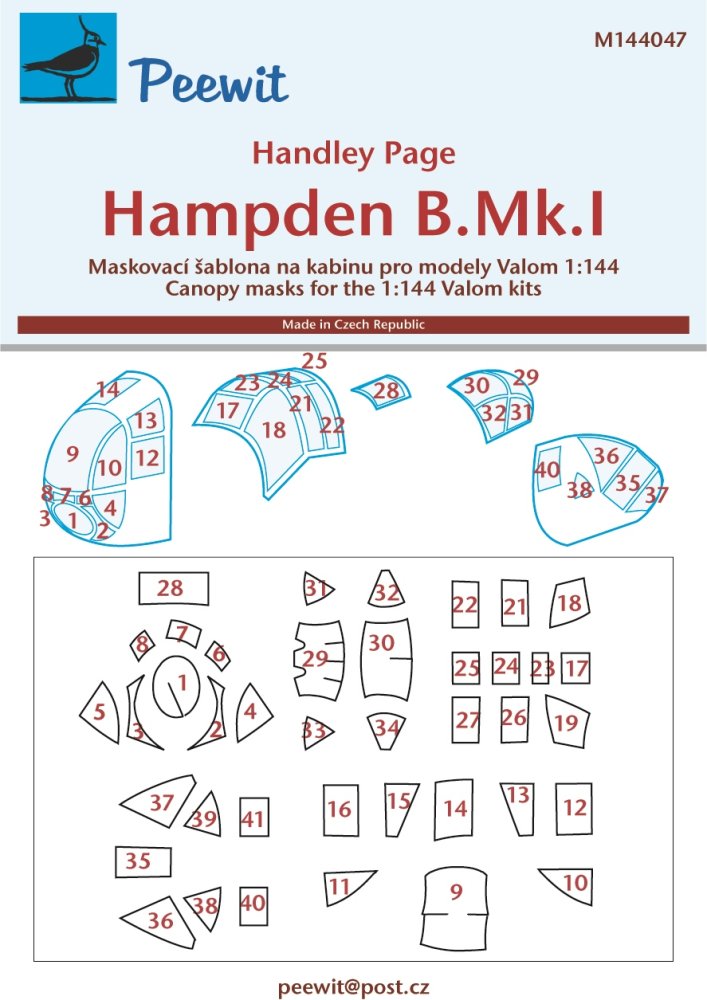 1/144 Canopy mask Hampden B.Mk.I (VALOM)