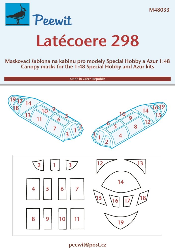 1/48 Canopy mask Latécoere 298 (SP.HOB./AZUR)