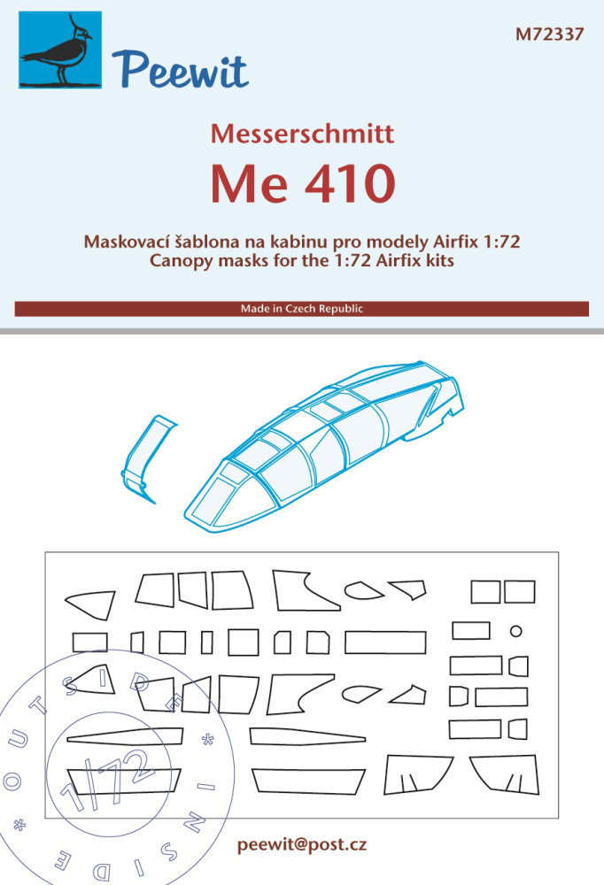 1/72 Canopy mask Messerschmitt Me-410 (AIRFIX)