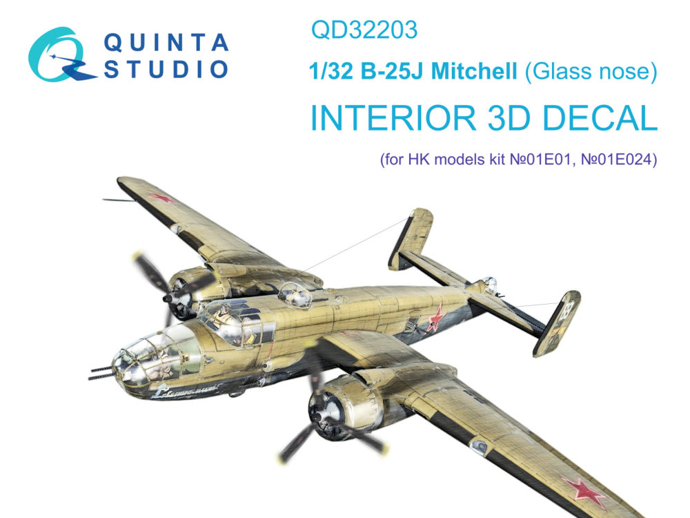 1/32 B-25J Mitchell Glass nose 3D-Print.&col.Int.