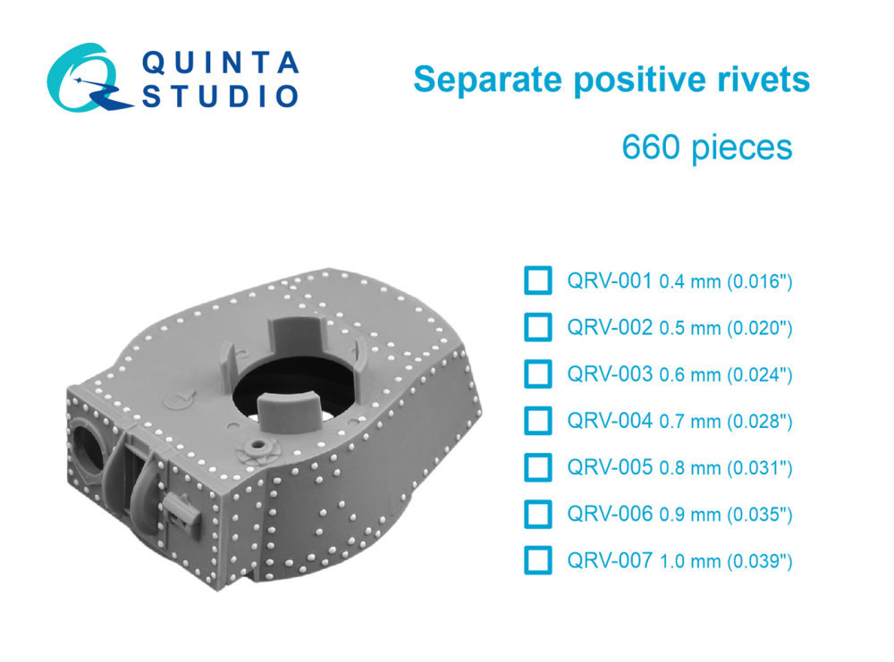 Separate positive rivets, 0.6mm (0.024