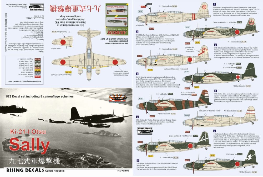1/72 Decal Ki-21-I Otsu Sally (8x camo)