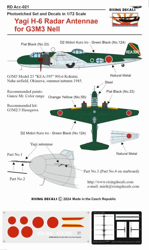 1/72 Yagi H-6 Radar Antennae for G3M3 Nell