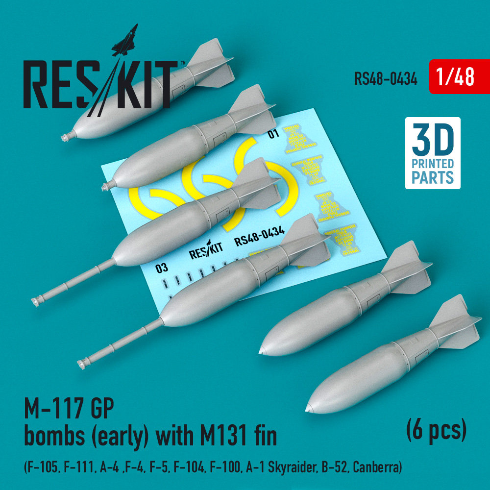 1/48 M-117 GP bombs (early) w/ M131 fin (6 pcs.)
