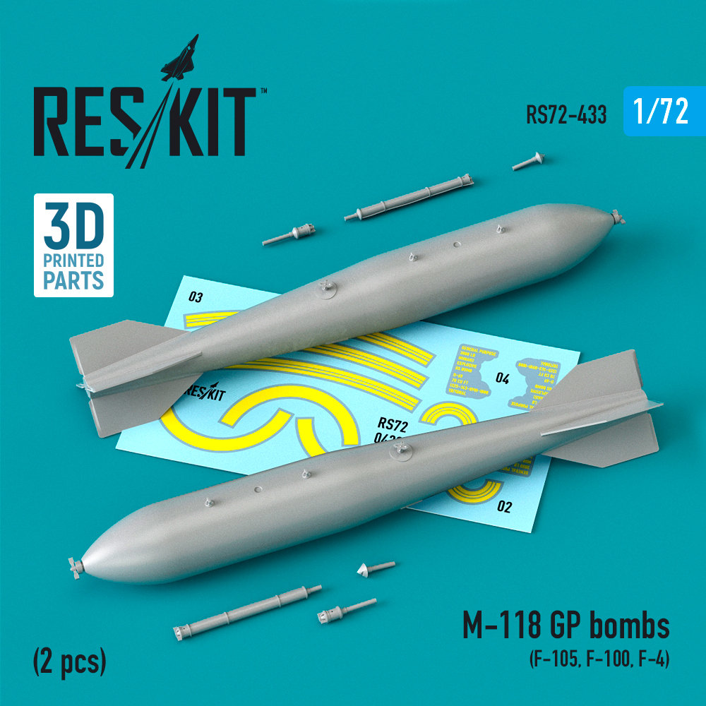 1/72 M-118 GP bombs - 2 pcs. (3D-Printed) 