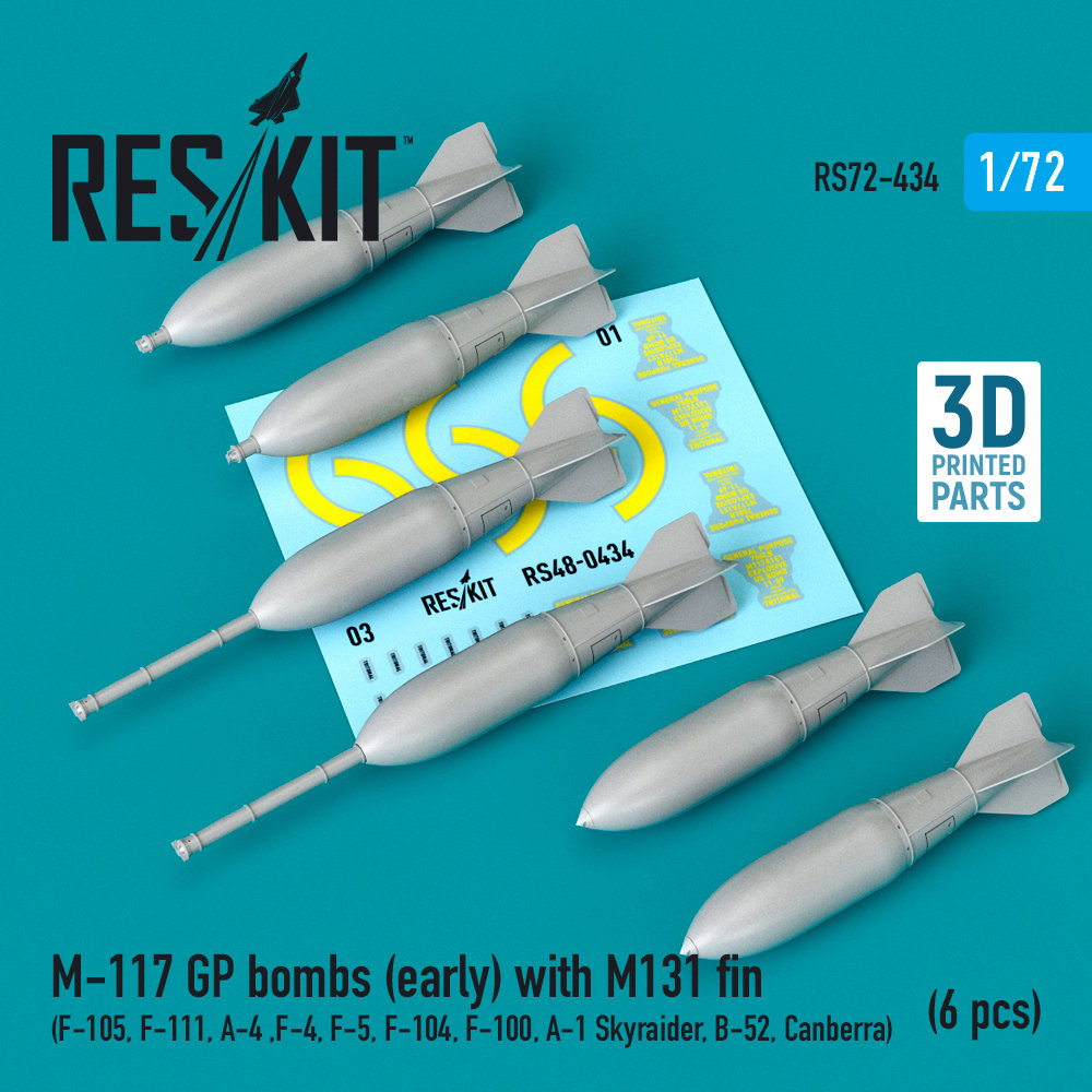 1/72 M-117 GP bombs (early) w/ M131 fin (6 pcs.)