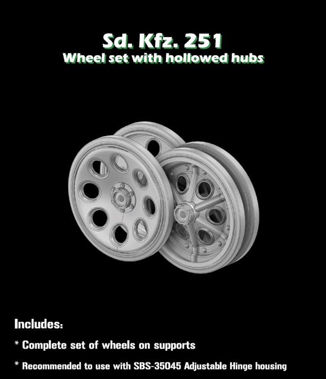 1/35 Sd.Kfz.251 Wheel set with hollowed hubs (3D)
