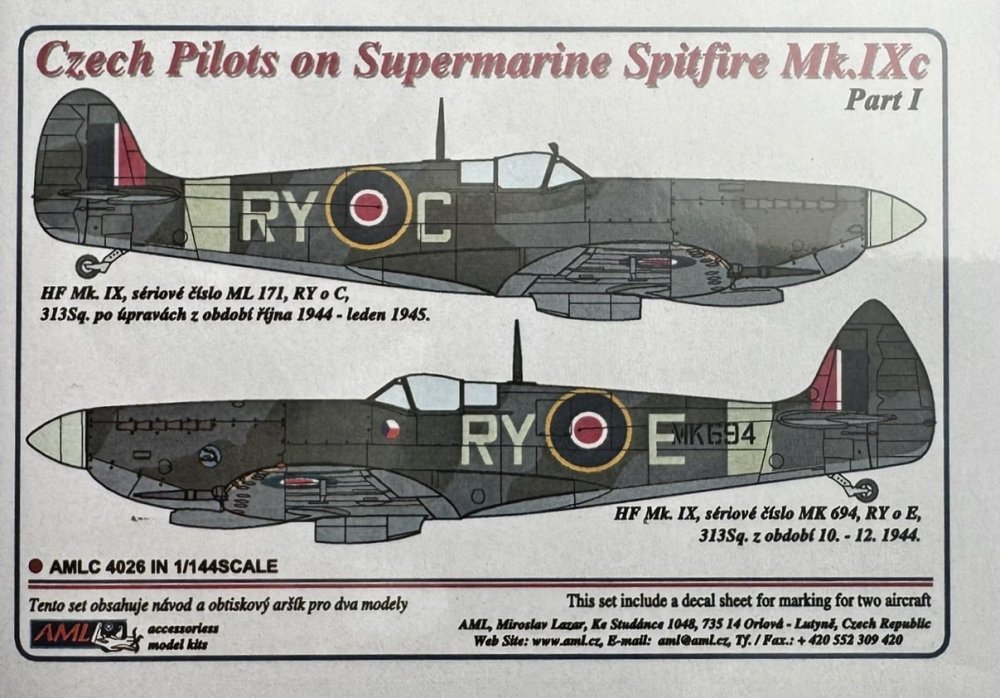 1/144 Decals Czech pilots S.Spitfire Mk.IXc - Pt.1
