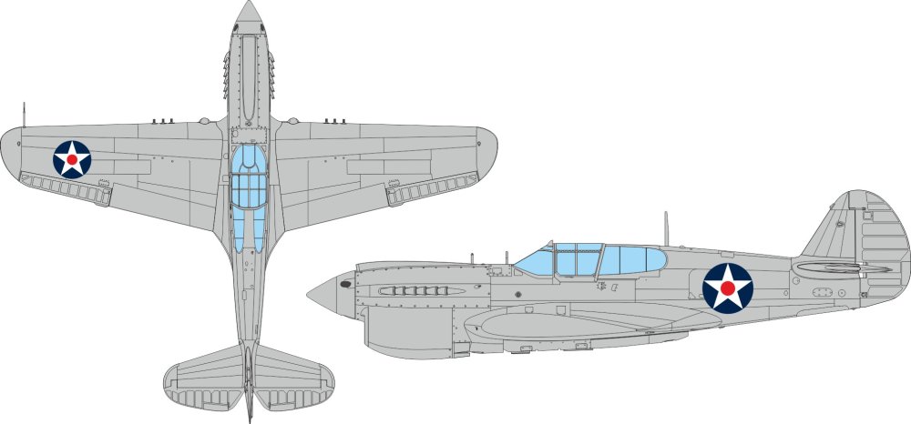 Mask 1/48 P-40E US nation. insignia w/ red center 