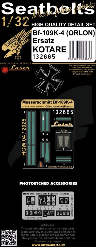 1/32 Seatbelts Bf 109K-4 Orlon (KOTARE)