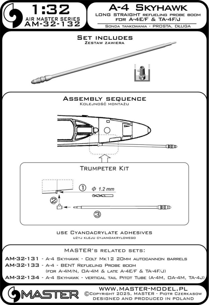 1/32 A-4 Skyhawk LONG STRAIGHT refuel.probe boom