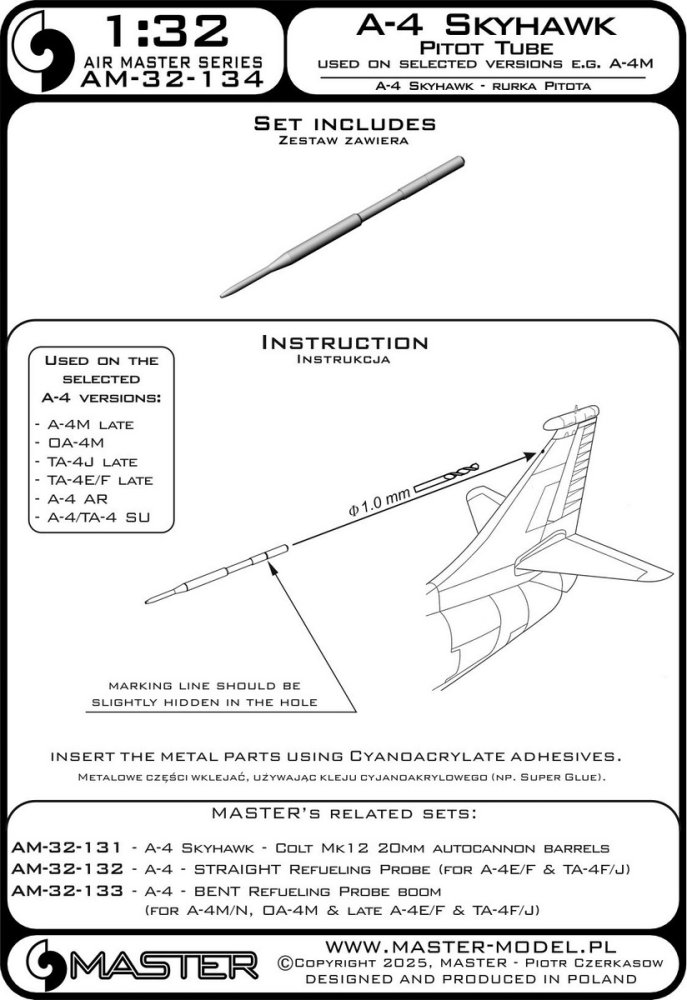 1/32 A-4 Skyhawk - vertical stabilizer Pitot Tube