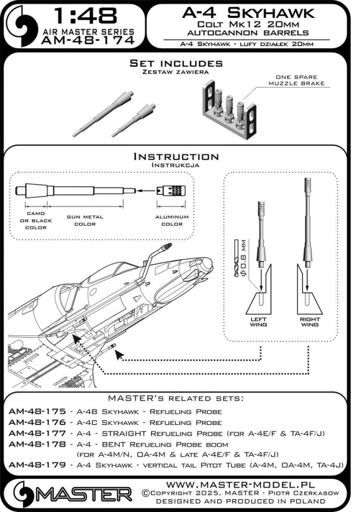 1/48 A-4 Skyhawk Colt Mk12 20mm autocannon barrels
