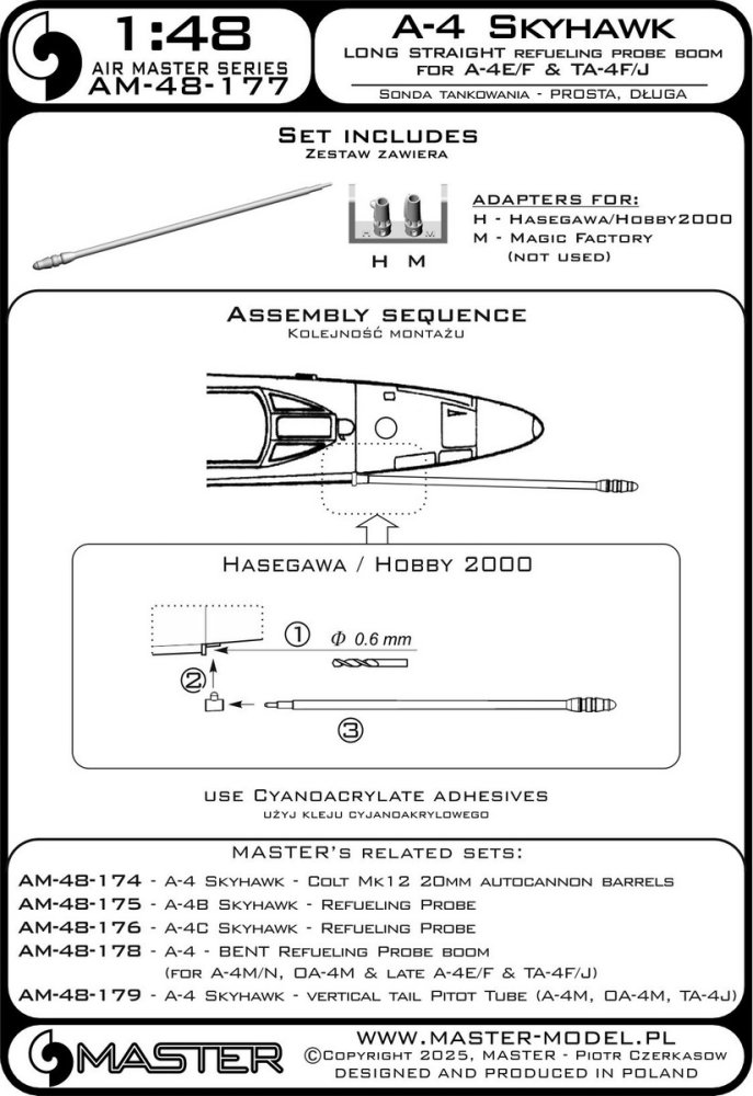 1/48 A-4 Skyhawk LONG STRAIGHT refuel.probe boom