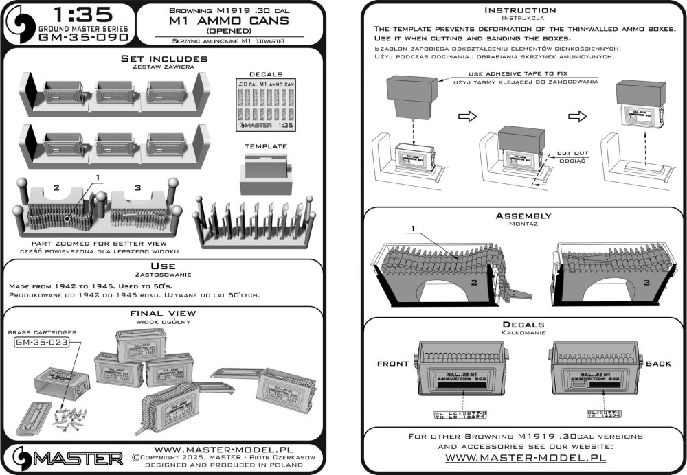 1/35 M1 ammunit.cans Browning M1919 - OPENED (6x)