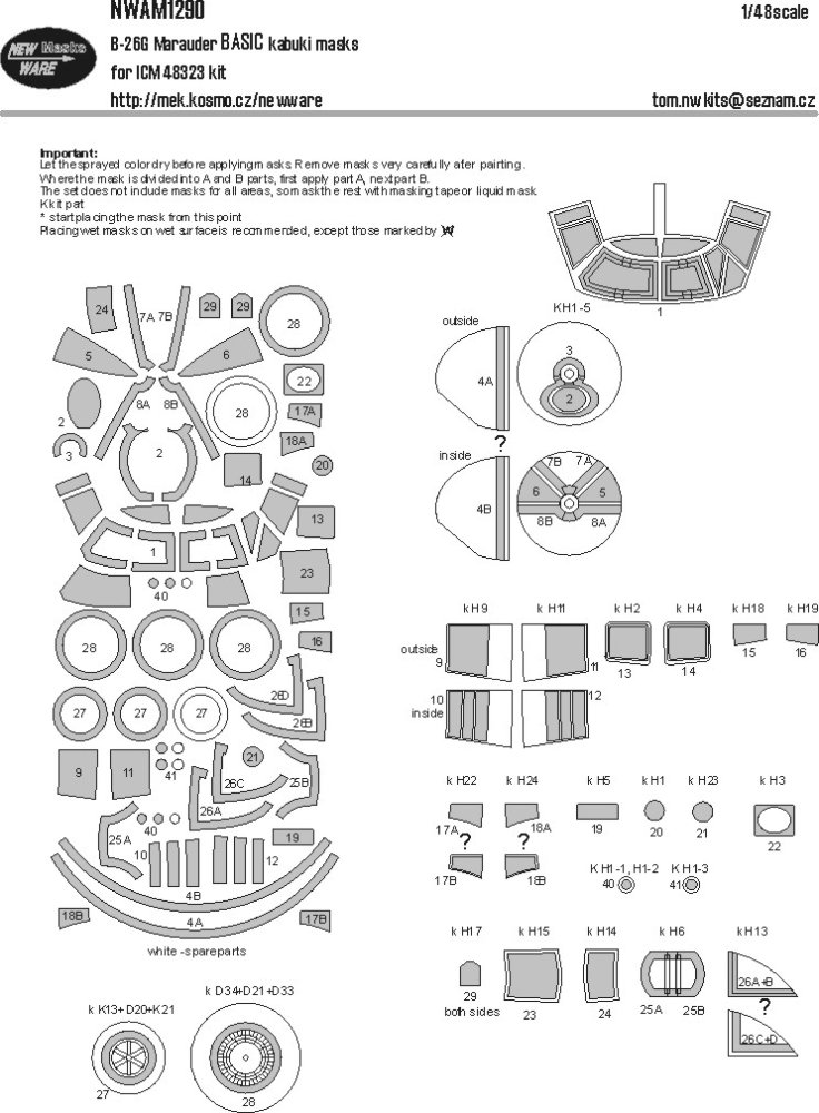 1/48 Mask B-26C Marauder BASIC (ICM 48323)