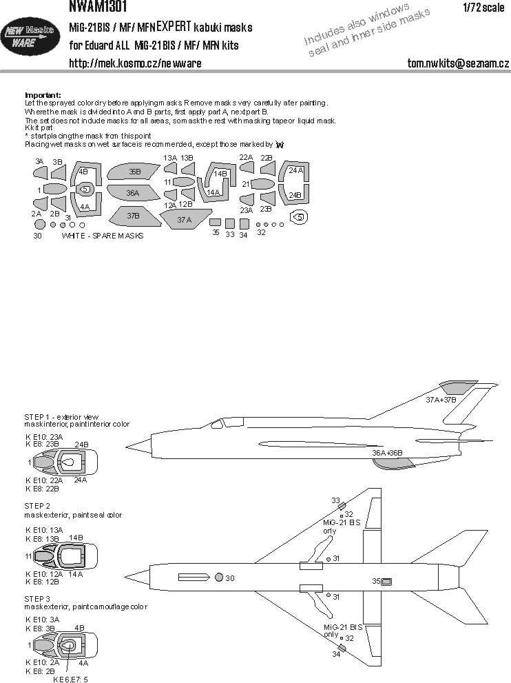 1/72 Mask MiG-21 bis/MF/MFN EXPERT (EDUARD)