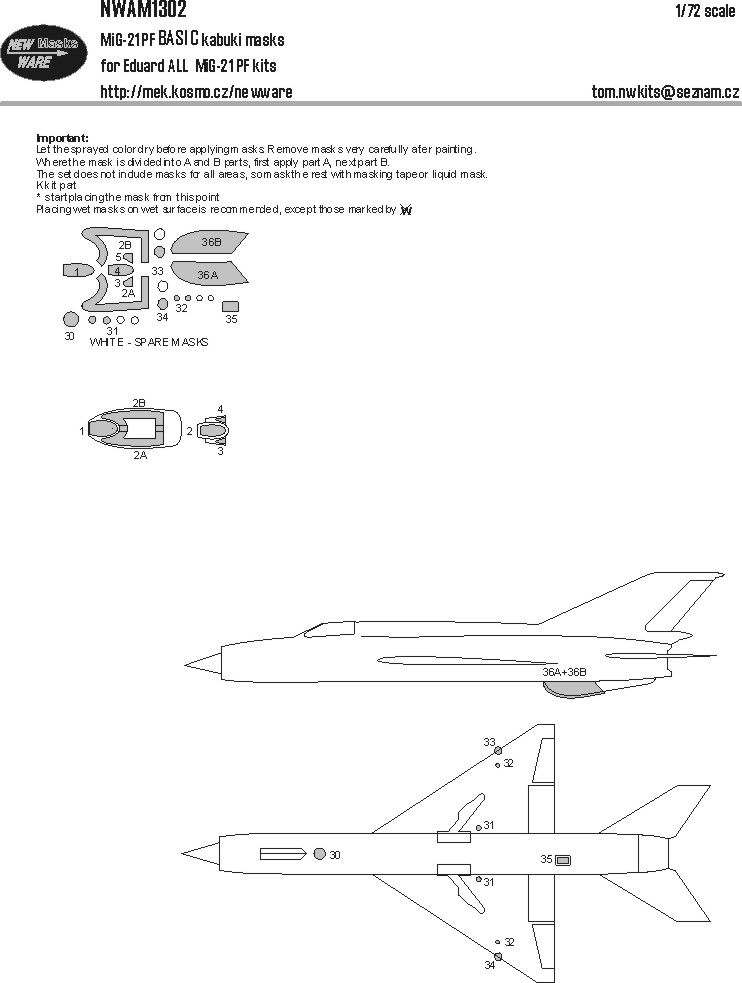 1/72 Mask MiG-21 PF BASIC (EDUARD)