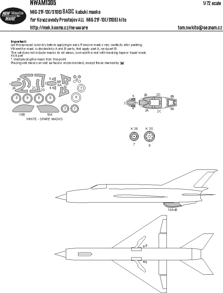 1/72 Mask MiG-21 F-13(/S106) BASIC (KPM)