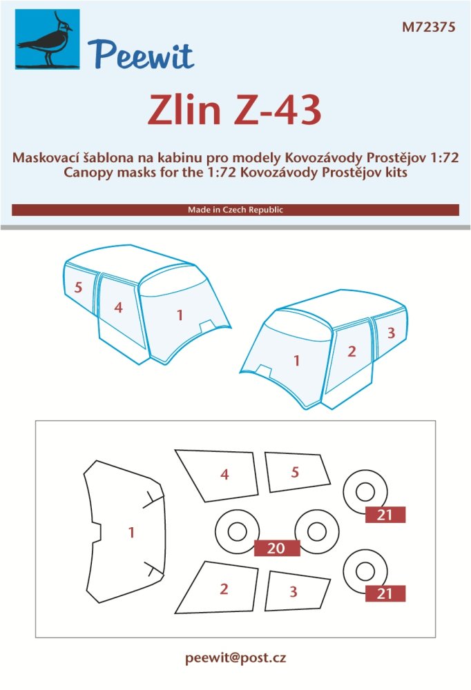 1/72 Canopy mask Zlin Z-43 (KP)