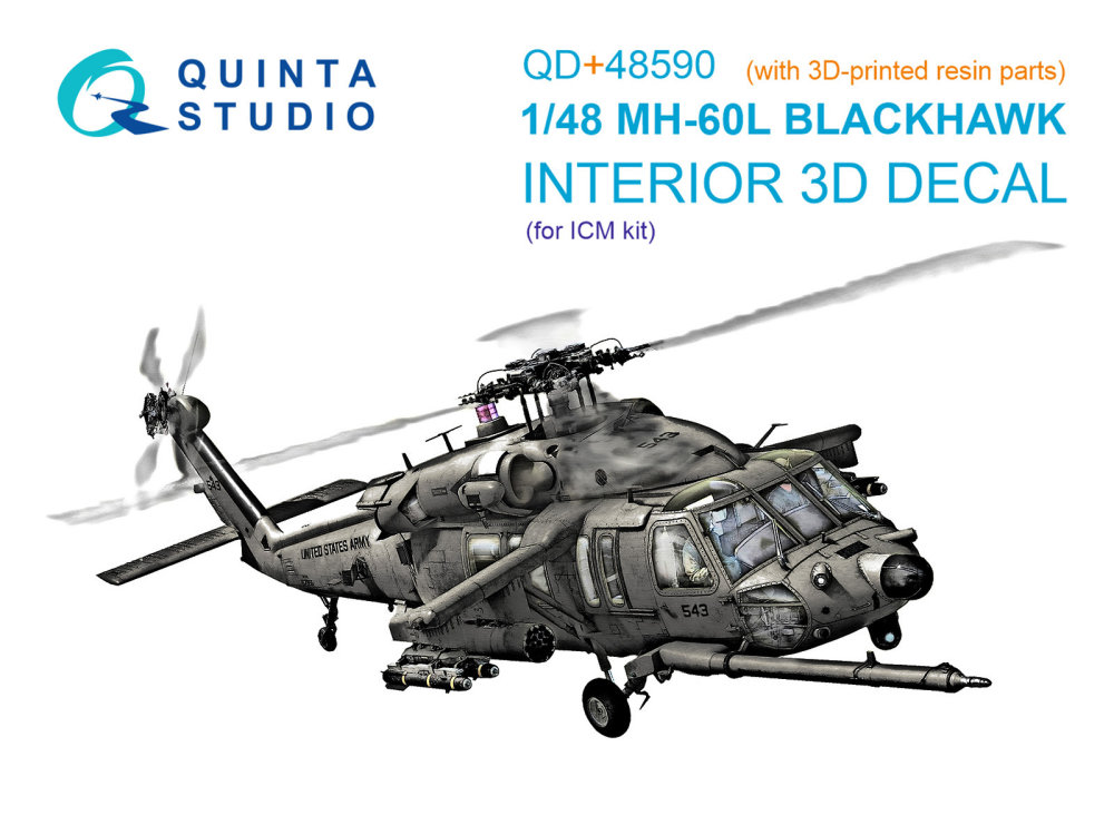 1/48 MH-60L Blackhawk 3D-Print.&col.interior (ICM)