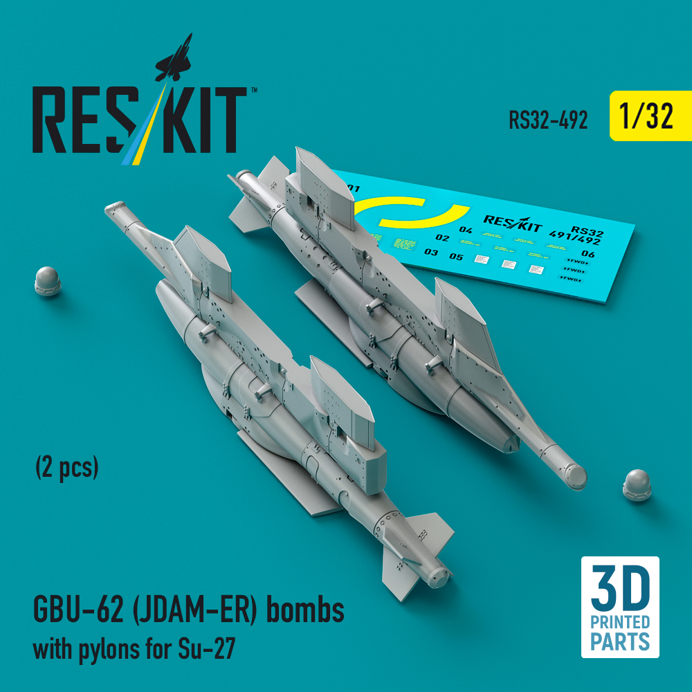 1/32 GBU-62 (JDAM-ER) bombs w/ pylons for Su-27