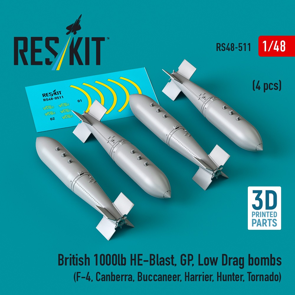 1/48 British 1000lb HE-Blast, GP, Low Drag bombs
