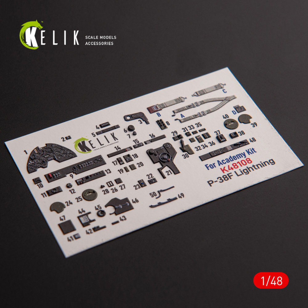 1/48 P-38F 'Lightning' - interior 3D decal (ACAD)