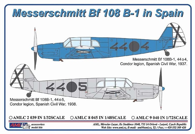 1/48 Decals Messerschmitt Bf 108 in Spain