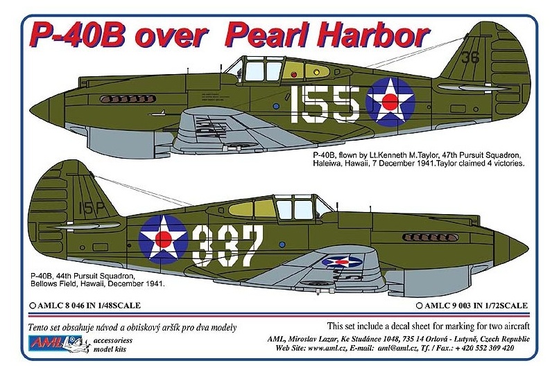 1/48 Decals Curtiss P-40B over Pearl Harbor