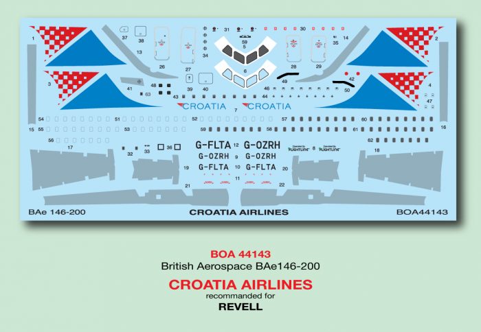 1/144 Decals BAe 146-200 Croatia Airways