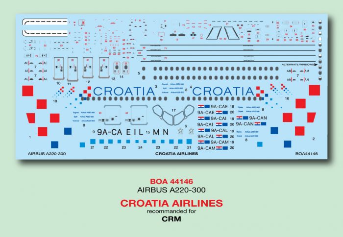 1/144 Decals A220-300 Croatia Airlines (CRM)