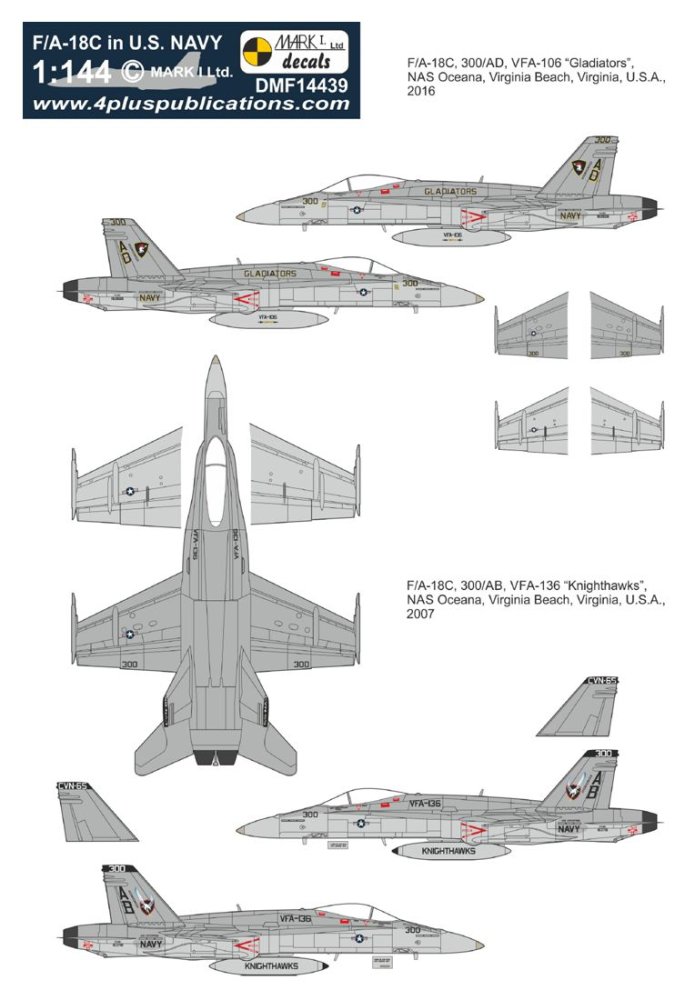 1/144 Decals F/A-18C US NAVY (REV/DRAG)