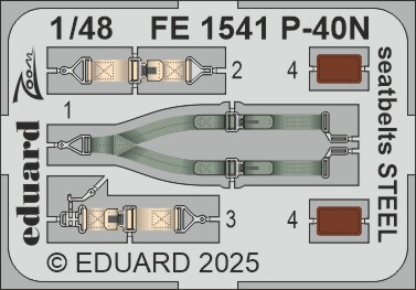 1/48 P-40N seatbelts STEEL (EDU)