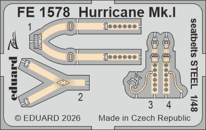 1/48 Hurricane Mk.I seatbelts STEEL (ARMA H.)
