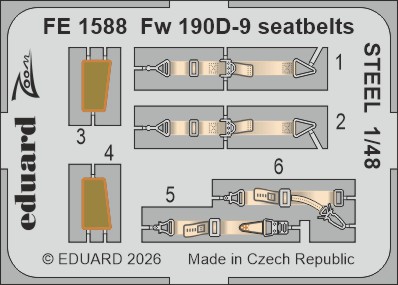 1/48 Fw 190D-9 seatbelts STEEL (MINA)