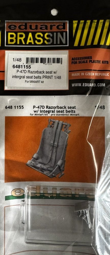 BRASSIN 1/48 P-47D Razorback seat w/ integr.seatb.