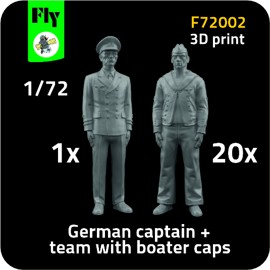 1/72 1x Captain & 10x Sailors w/ boater caps