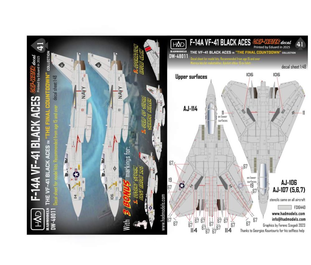 1/48 Decal F-14A VF-41 Black Aces (dry-water)