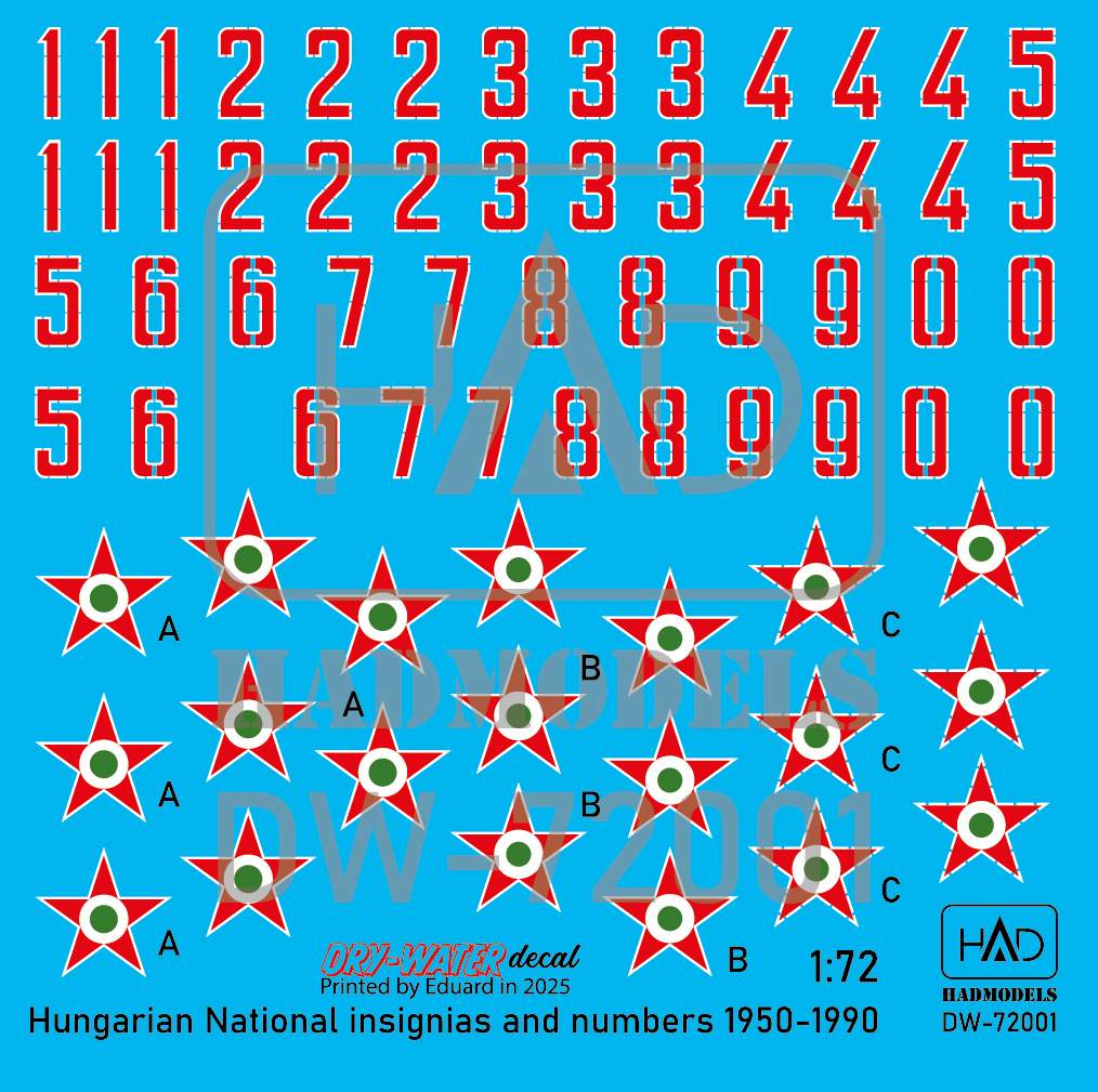 1/72 Decal Hungarian Nat.Insignias&Numbers 1950-90