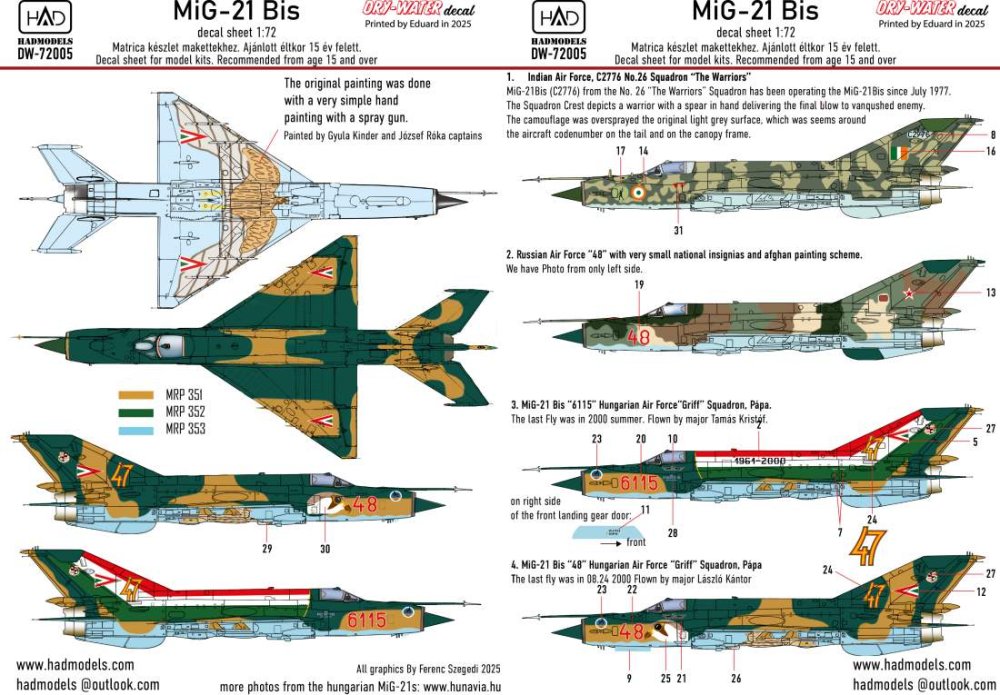 1/72 Decal MiG-21 Bis (dry-water)